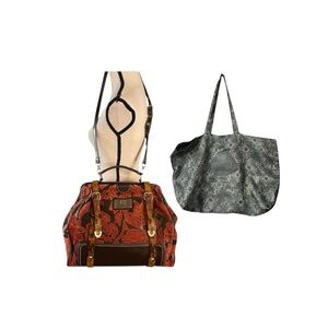 VTG. Sharif Barque Floral Tapestry and Leather  Dr. Handbag w/ dust bag.